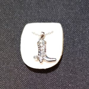 Silver Boot Pendant Necklace